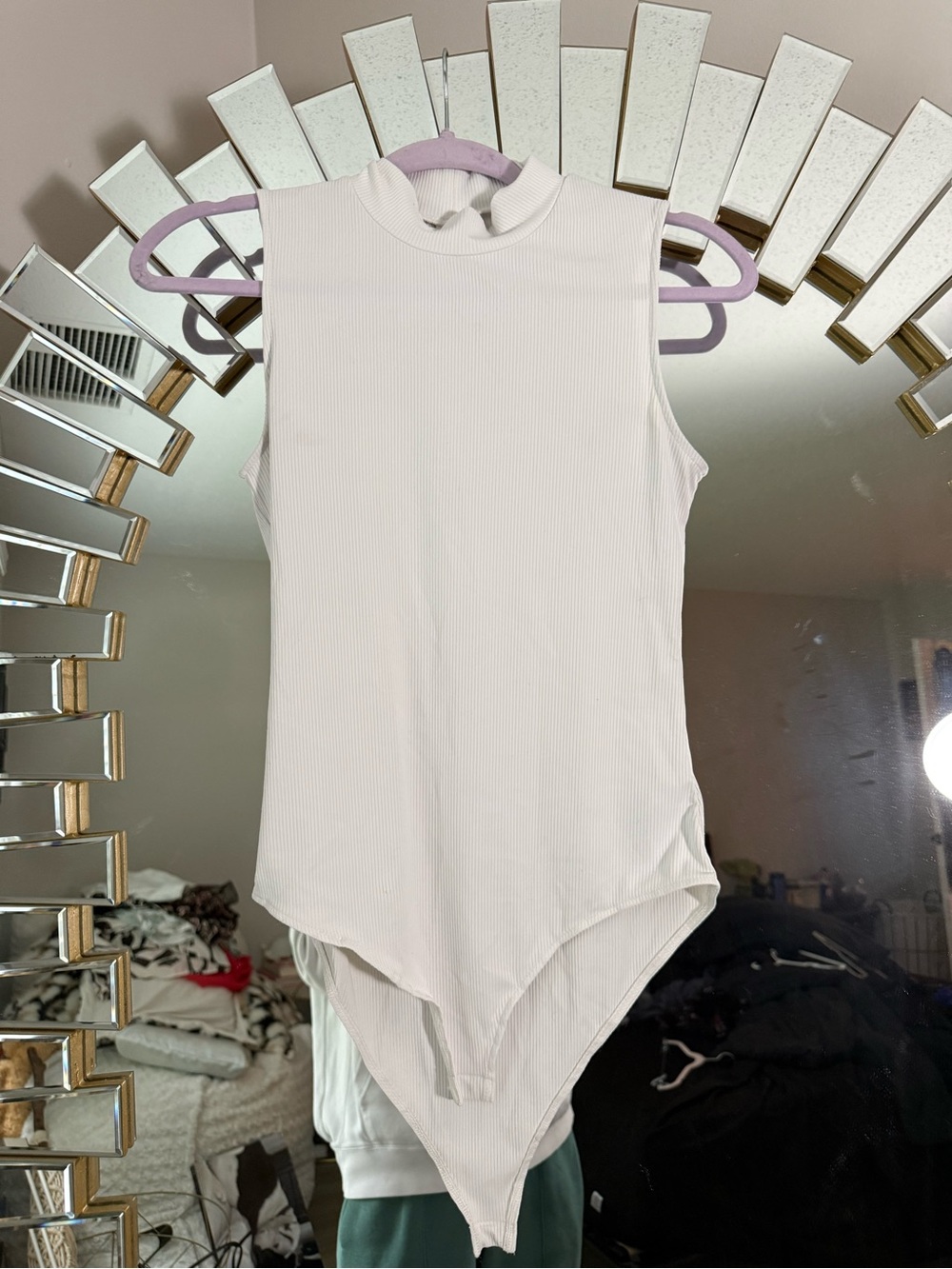 Sleeveless Mock Neck Bodysuit - White